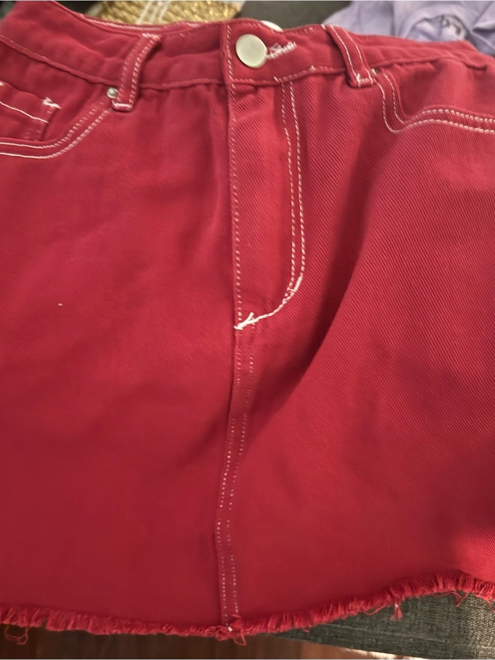 Superdown red Jean mini skirt